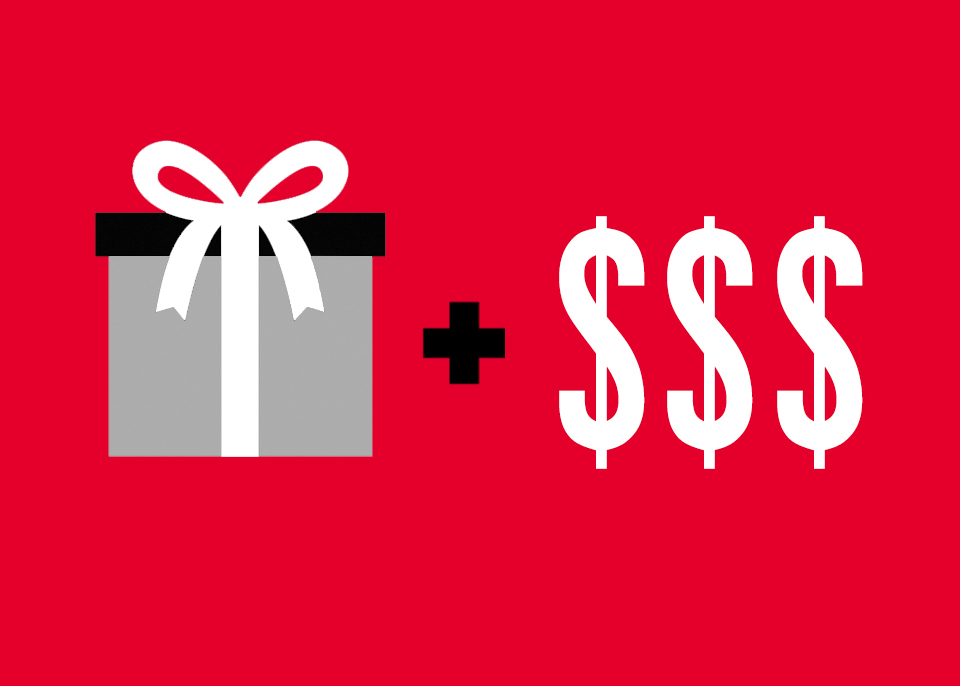 gift in outstretched hand icon