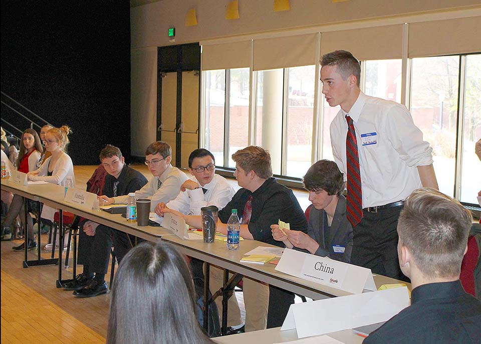 Student speaks as a representative of China at FSU Model UN