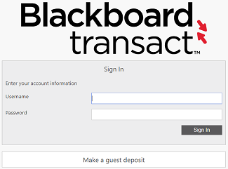 Blackboard Transact Login Screen
