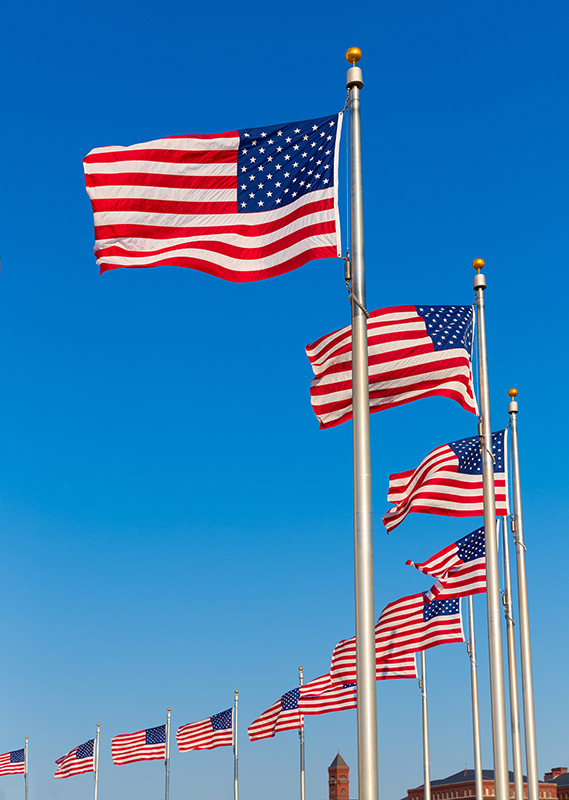 Circle arrangement of American flags in Washington, DC