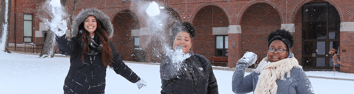 Students throwing snowballs