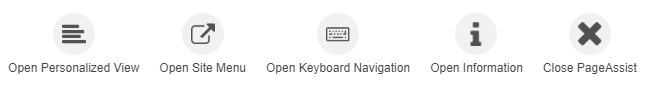 View PageAssist Menu Options: Open Personalization View, Open Site Menu, Open Keyboard Navigation, Open Information, Close.