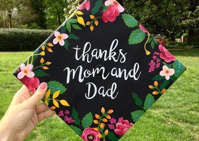 thanks mom and dad graduation hat