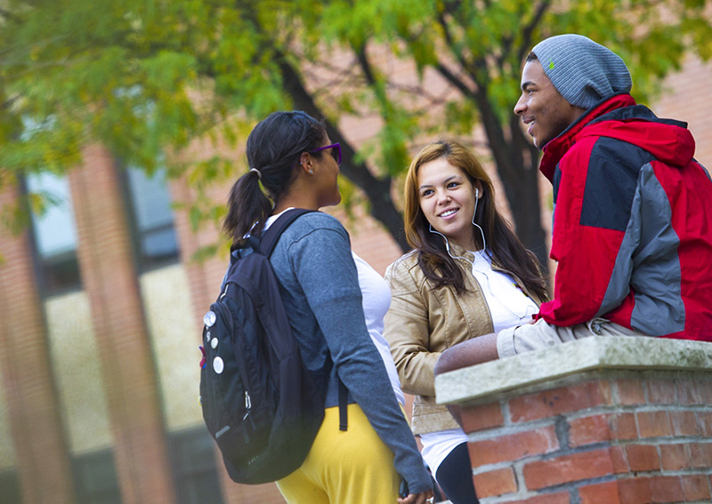 diverse students talking