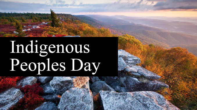 mountain scenery  text:Indigenous peoples day