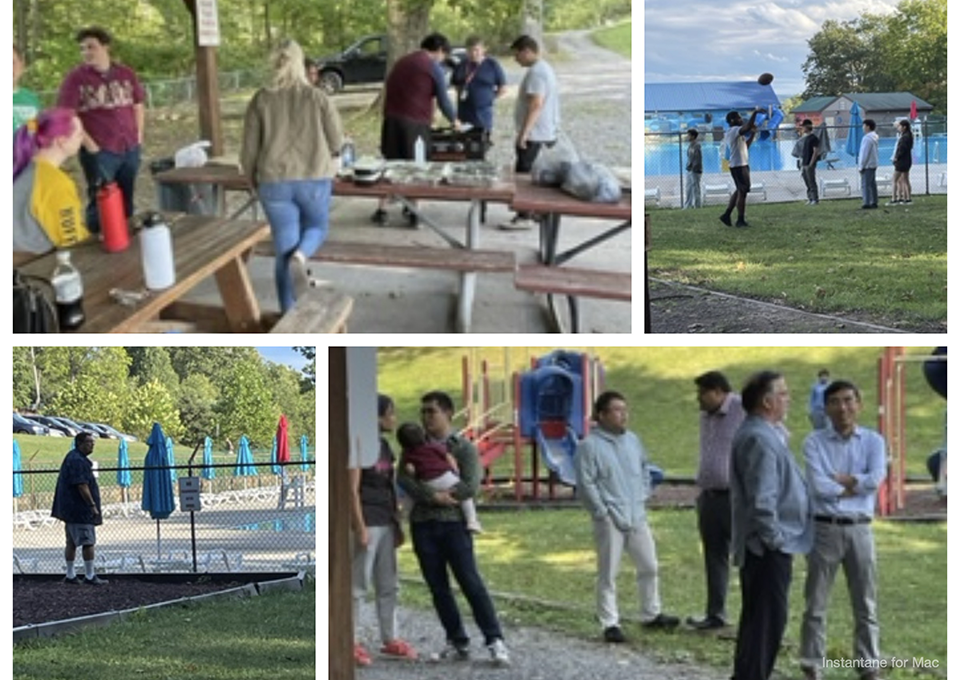 4 pictures - Faculty and Students at picnic hosted by the FSU Marketing Club and FSU Society of Human Resource Management