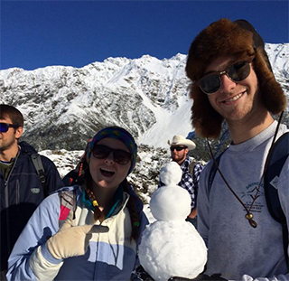Snowy New Zeland they built a snowman