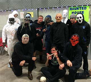 Student helpers at a Haloween event