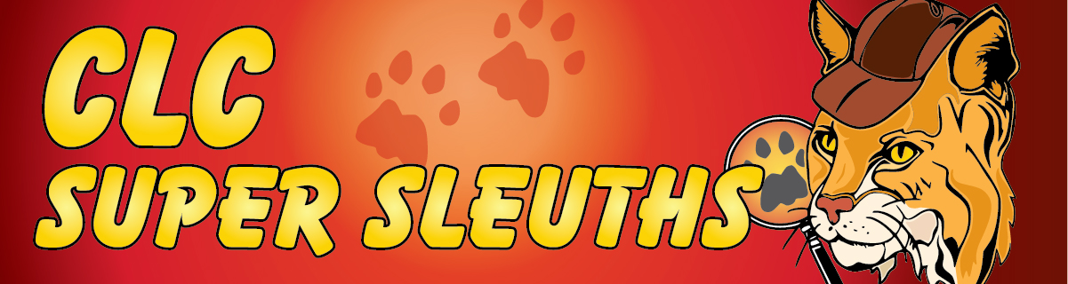 detective bobcat with magnifying glass super sleuth logo
