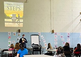 Matt Tavares presenting at Beall Elementary School