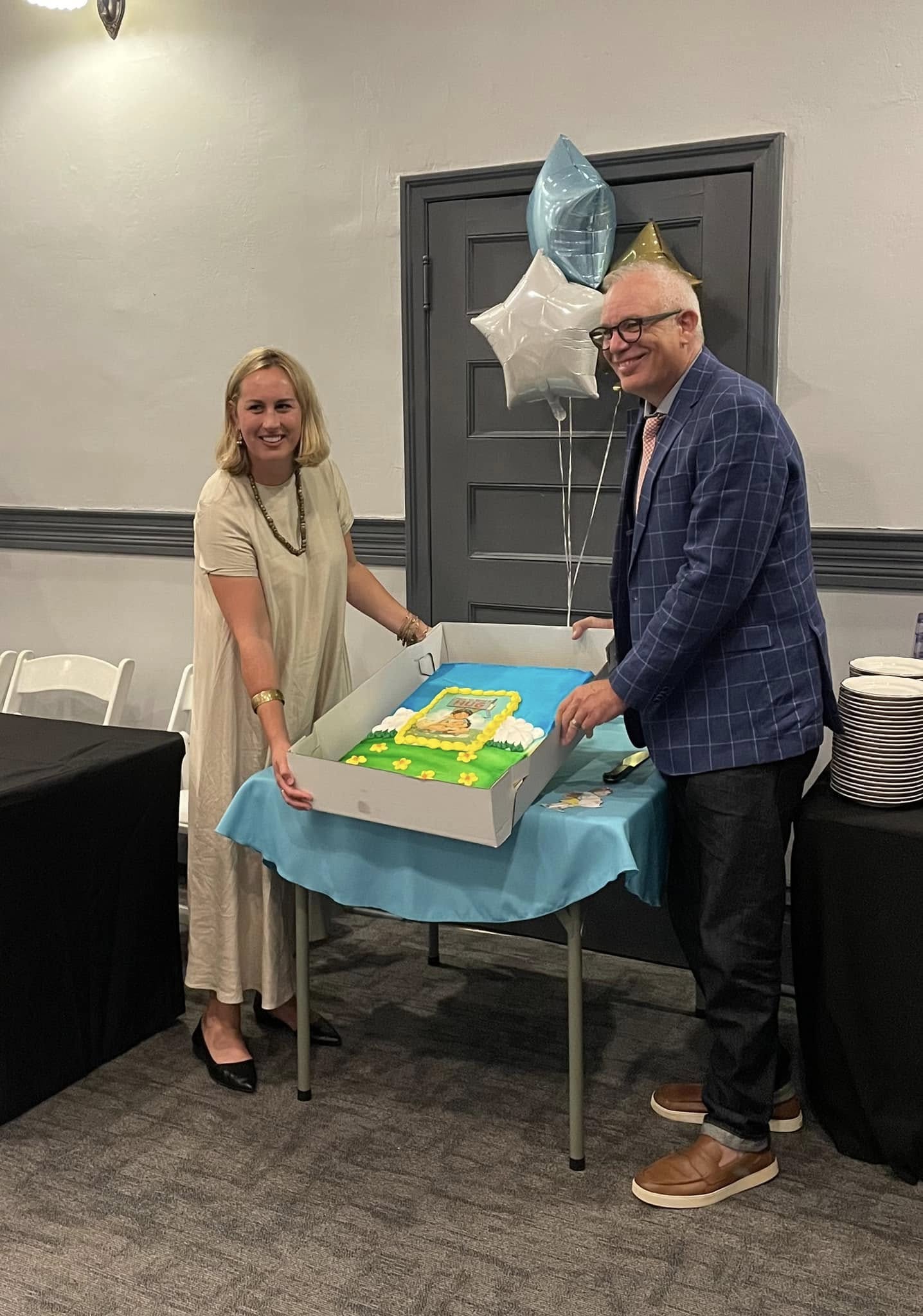 Author Marcy Campbell with Celebration Cake