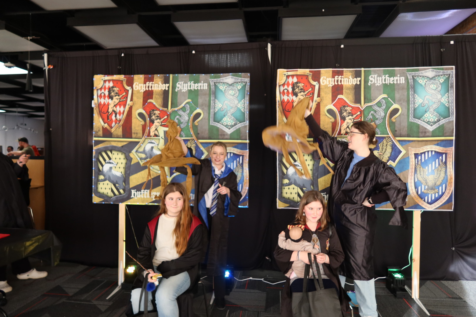 Wizards getting sorted into their houses at Hogwarts!