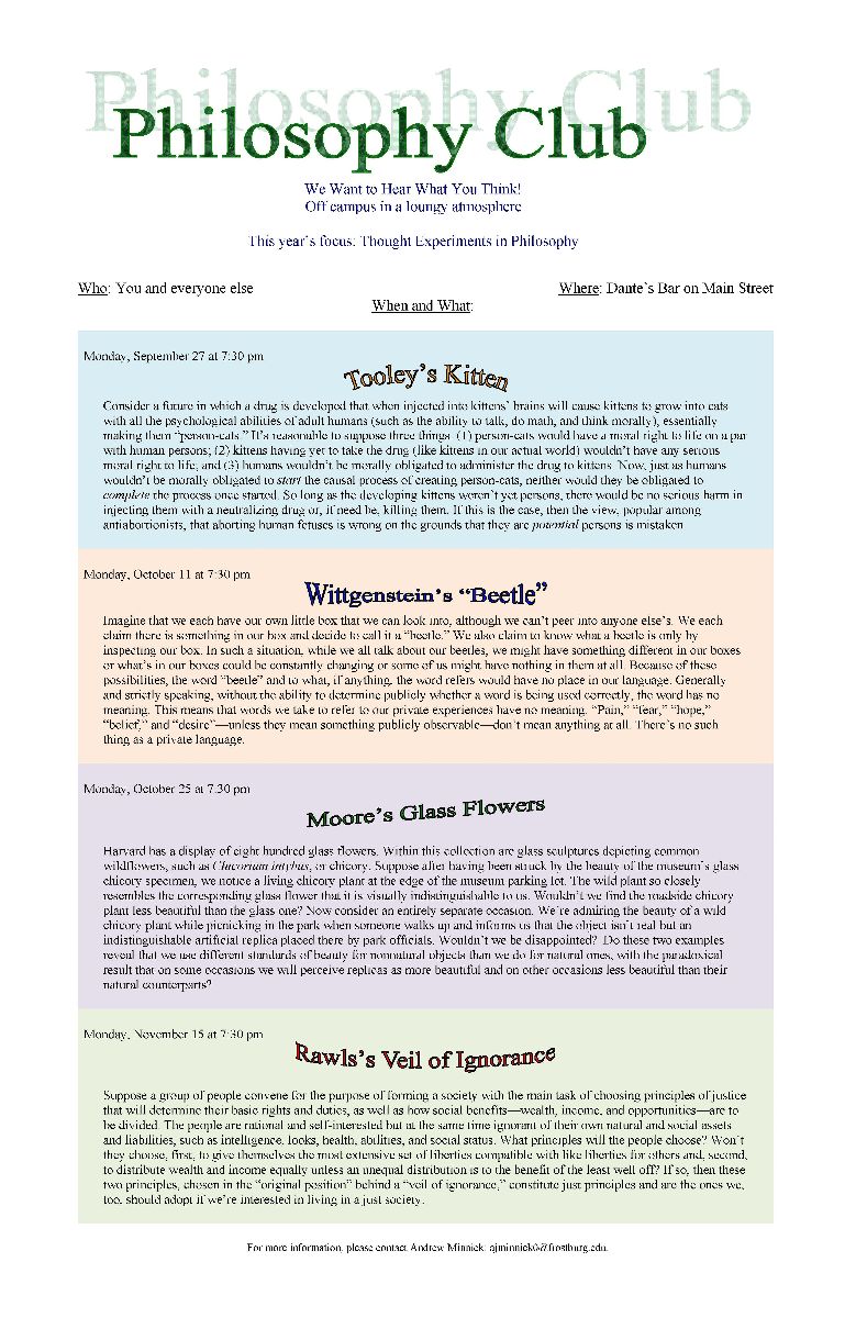 Posters of Philosophy Club meeting