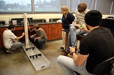 Students conducting fluid mechanics lab