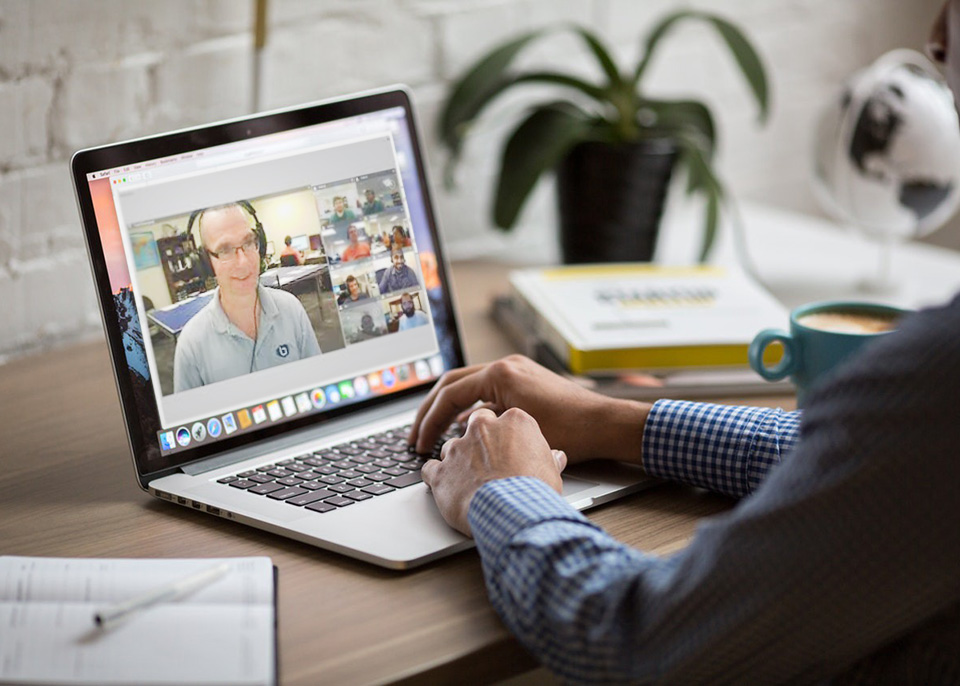 person watching videochat