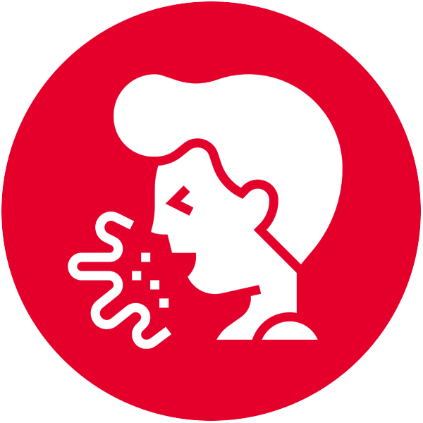 red circle white sick person icon