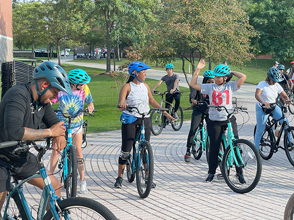 group of recreational bikers