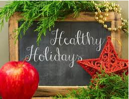 healthy holidays sign among greenery
