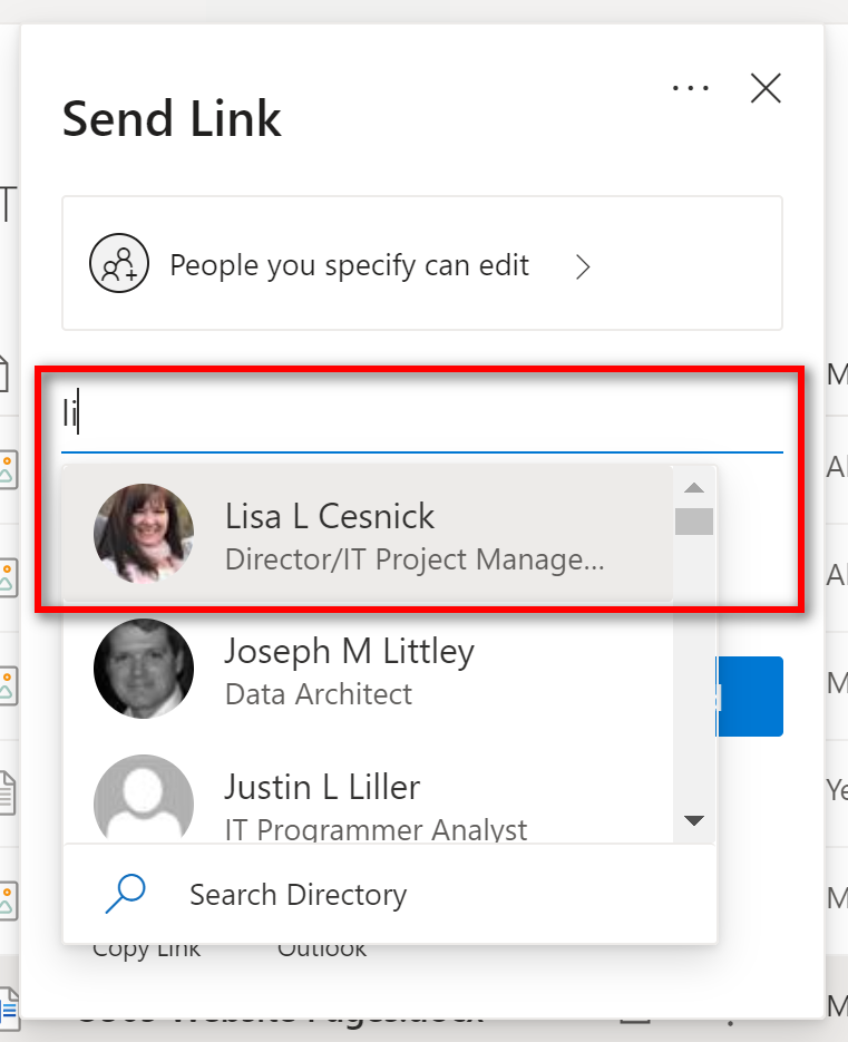 searching for people in organization