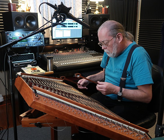 Greg playing the hammered dulcimer