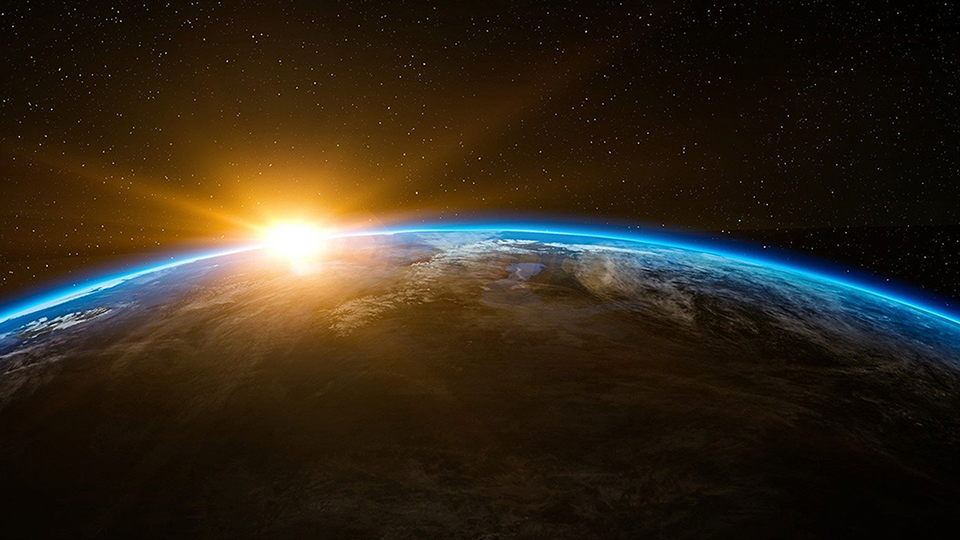 space image of sun on horizon