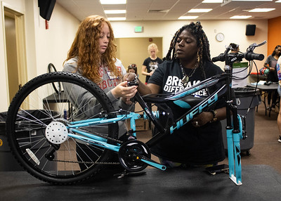 Students build bicycles as a service project