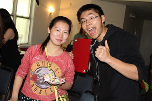 Two Chinese students at end of year celebration
