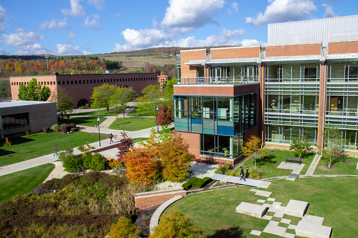 Scenic view of Frostburg campus and the beautiful mountains
